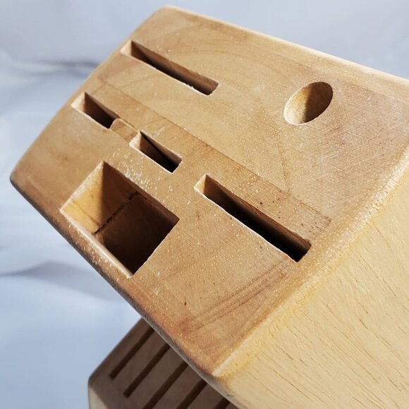 Cuisinart Natural Wood Knife Block 12-Slot Design Brushed Metal Logo BLOCK ONLY - Picture 6 of 10